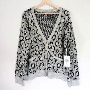 Evolution by Cyrus Gray Leopard Cardigan Sweater L